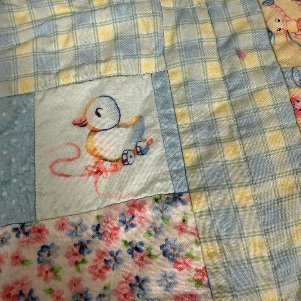 Pastel Yellow & Blue Baby Patchwork Quilt - Charming Nursery Bedding‎